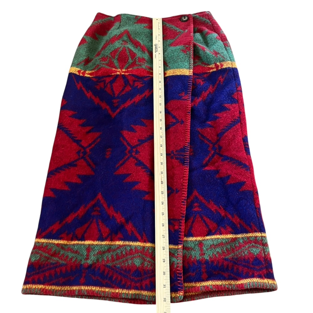 Vintage Ralph Lauren Country Wool Wrap Skirt - Southwestern - Navajo Print - Picture 14 of 16